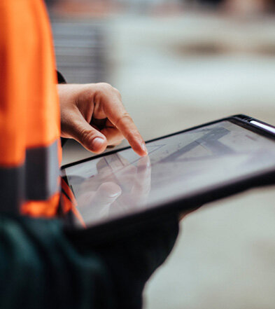 Factory worker on an ipad